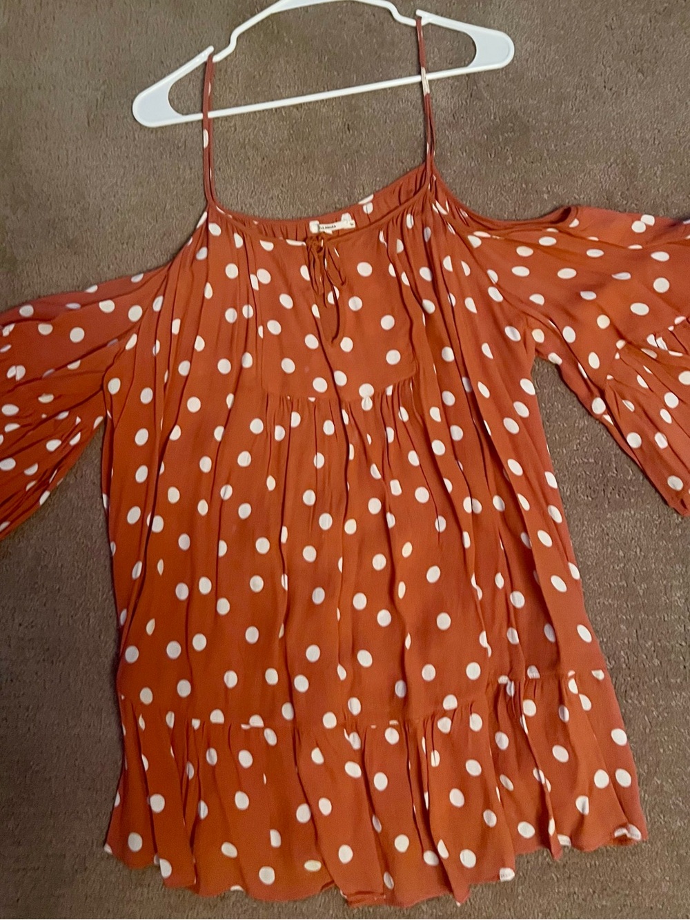 Tularosa Rust Polka Dot Cold-Shoulder Cami